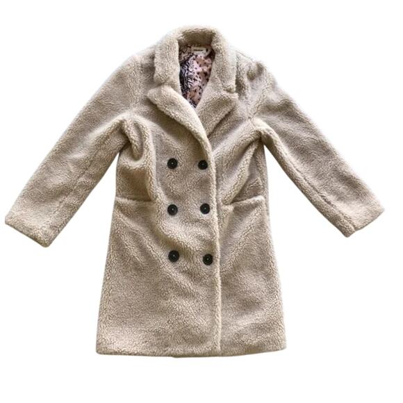 ZADIG & VOLTAIRE Teddy Mint Coat XS Cream White Button Sherpa Shearling - Picture 5 of 10